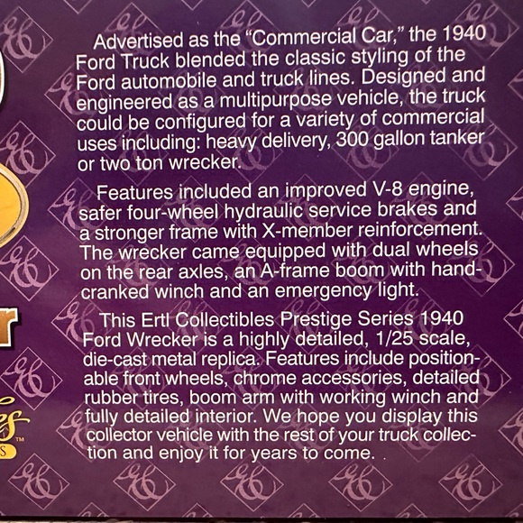 ERTL HEMMINGS MOTOR NEWS 1940 FORD TOW TRUCK WRECKER Weaver Crane DIECAST 1:25 - Picture 11 of 15